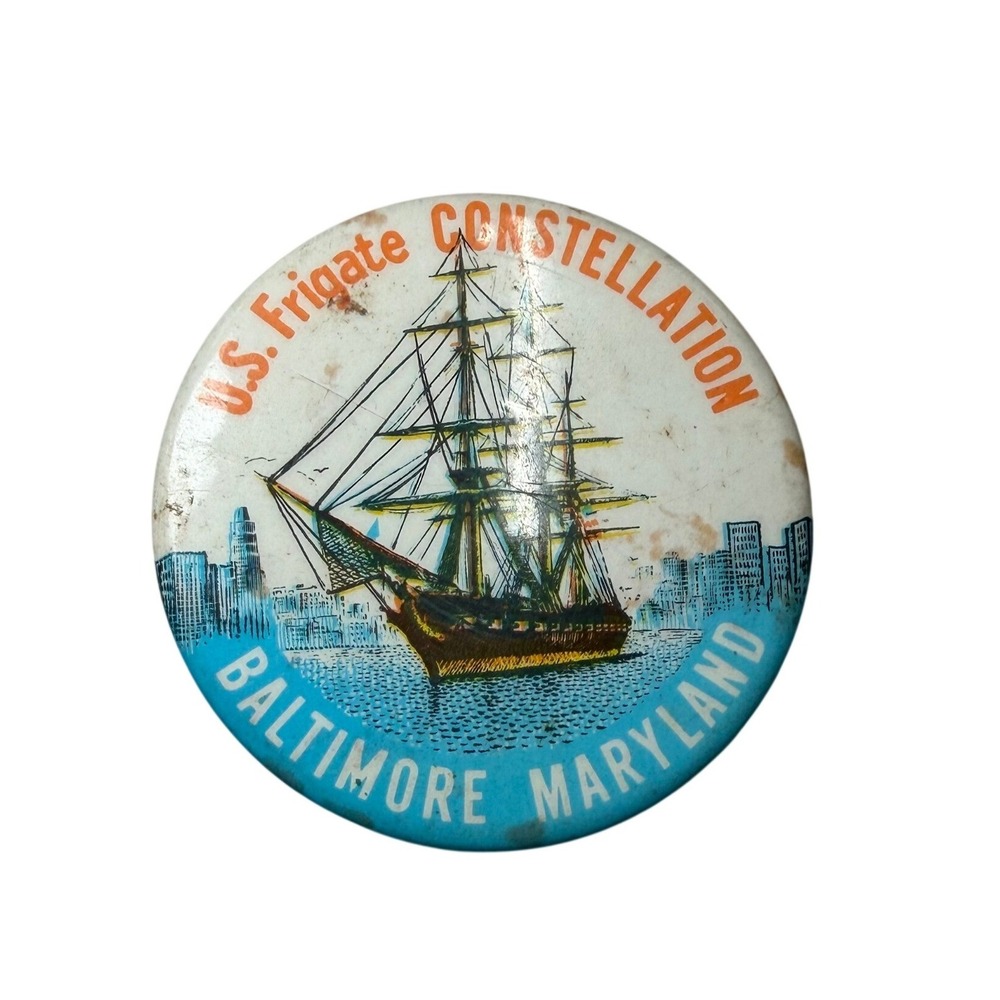 Vintage Blue Bird Silhouette Pinback Button Round 1.75 Inch Collectible Pin